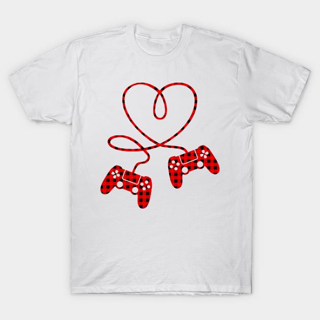 Video Gamer Valentines Day With Controllers Heart T-Shirt by paveldmit